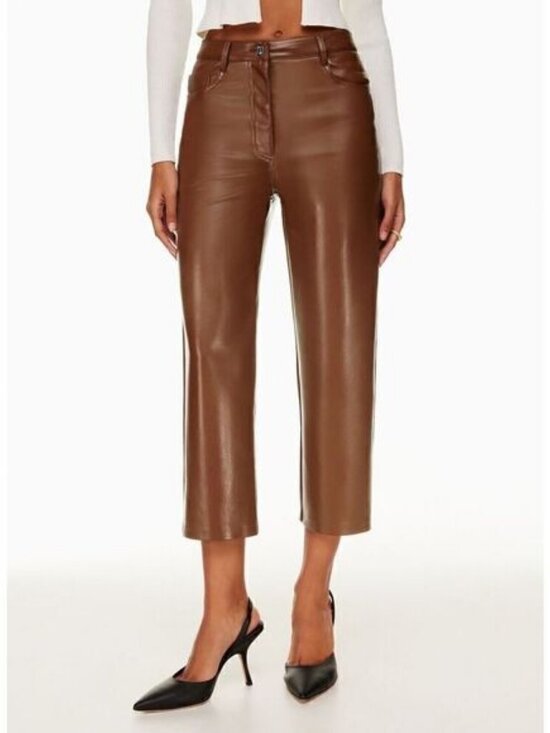 Wilfred Pants - Aritzia Wilfred The Melina Cropped Trouser Cognac High Rise